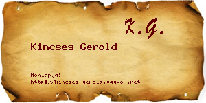Kincses Gerold névjegykártya